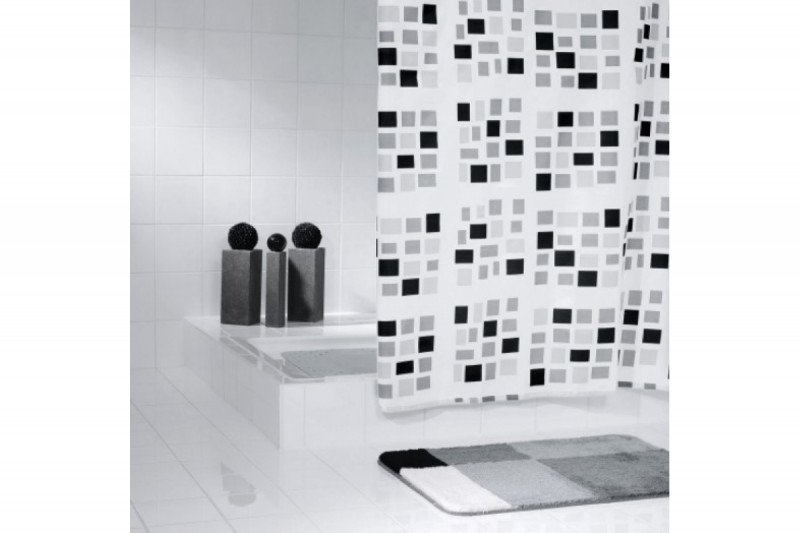 Штора для ванных комнат Stones белый/черный 180Х200