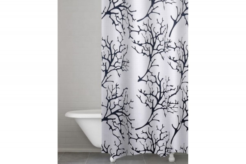 Штора для ванных комнат Coral белый/черный 180*200