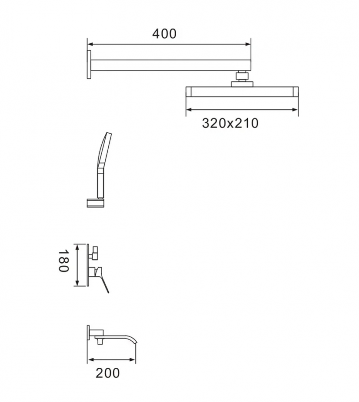 Душевая система 3 в 1, золотой сатин S4035G SHEVANIK