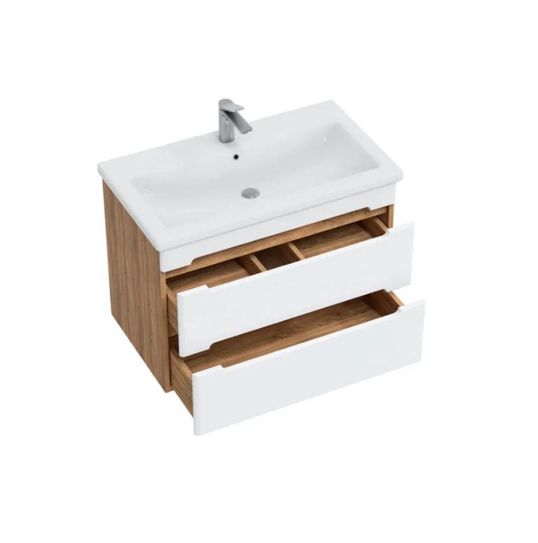 Тумба Diva 70 напольная Белая/Вотан, с умывальником Como 70