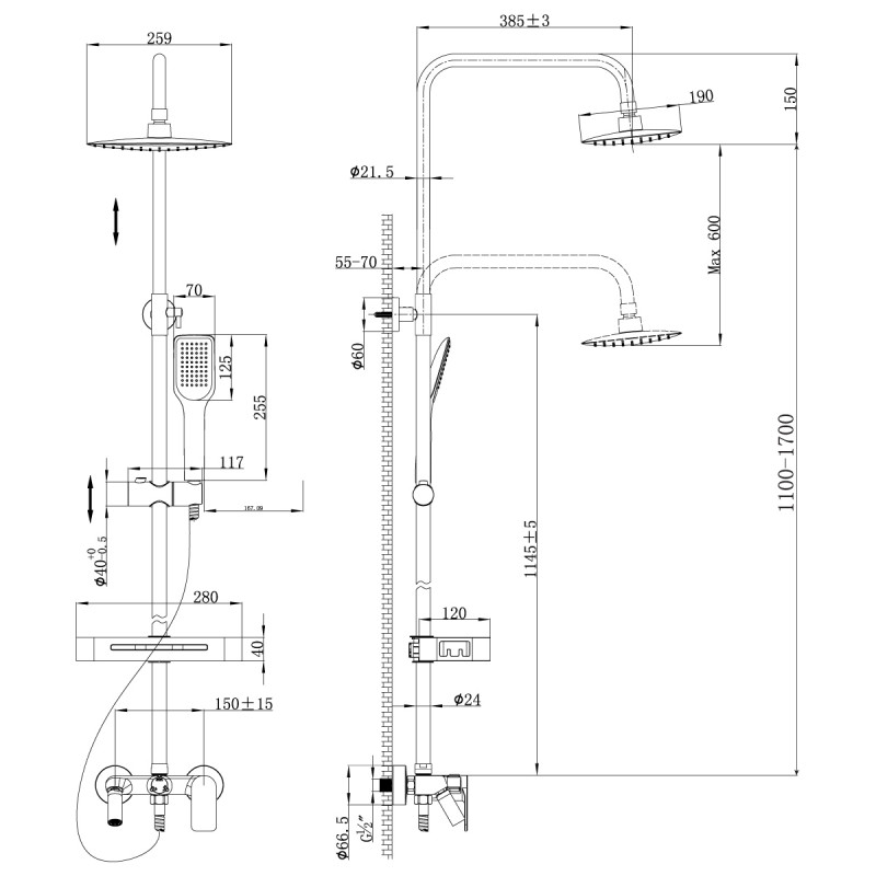 Душевой гарнитур с тропическим душем Lemark TROPIK LM7002C