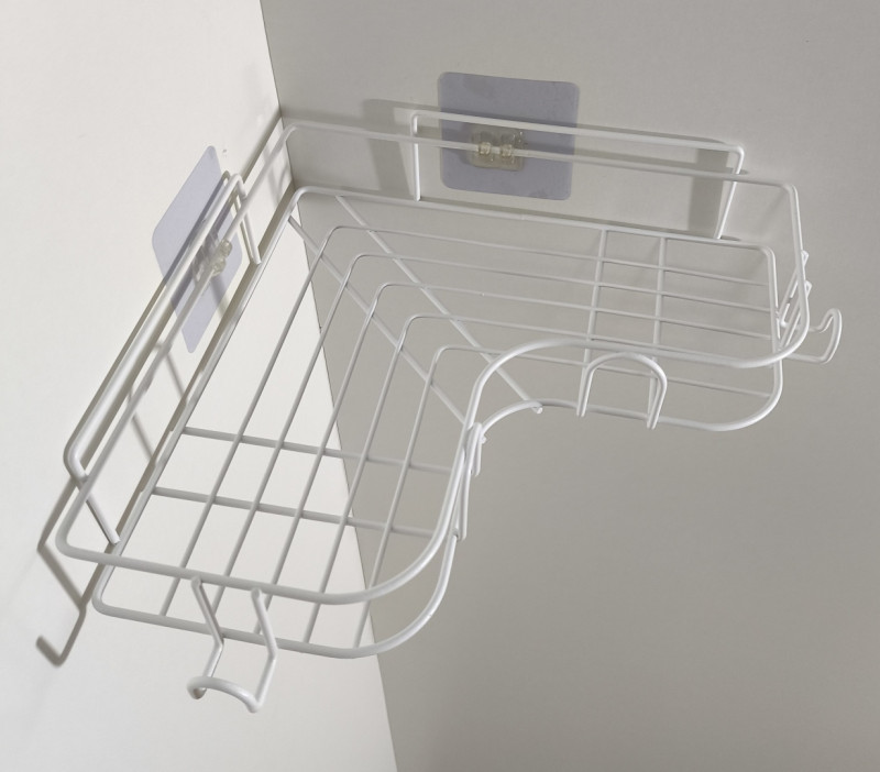 Полка для ванной П24432 Sanflor, угловая, белый муар (БЕЗ КРЕПЛЕНИЯ)