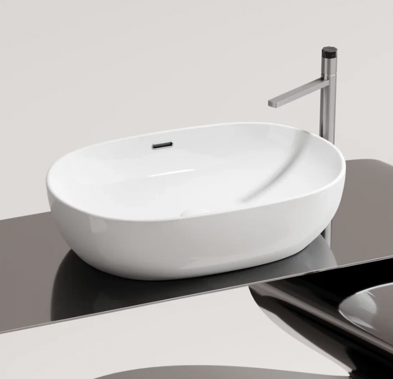 Умывальник чаша накладная овальная со сливом переливом CN6064 Element 610*420*155мм