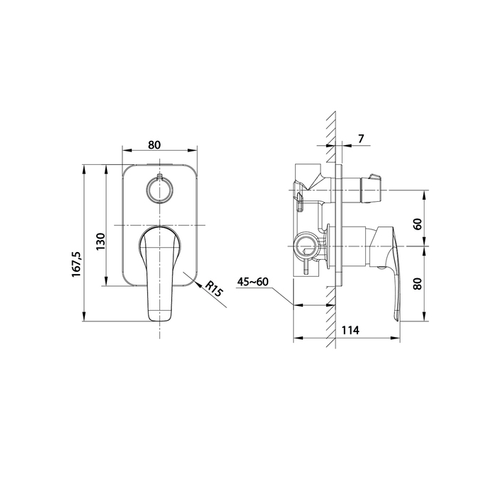 Смеситель с двумя выходами, встраиваемый, Ray, IDDIS, RAYSB00i67