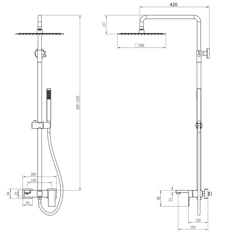 Душевая стойка Boheme Qubic 478-G shinny gold