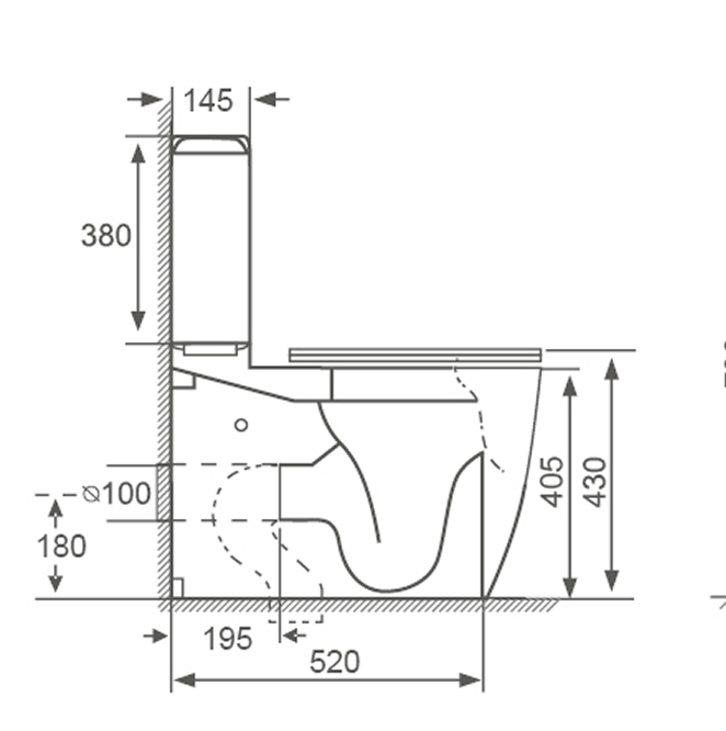 Унитаз напольный AliAS A-8076 б/об 63 см c cиденьем