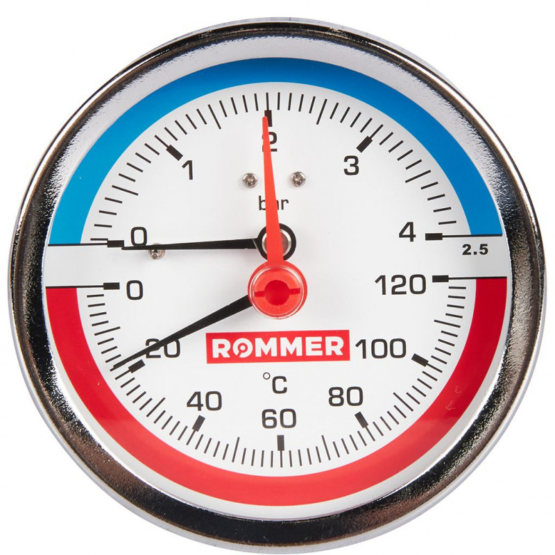 Термоманометр Dy 80 аксиальный(задний) 1/2, 4 бар 0-120 Rommer