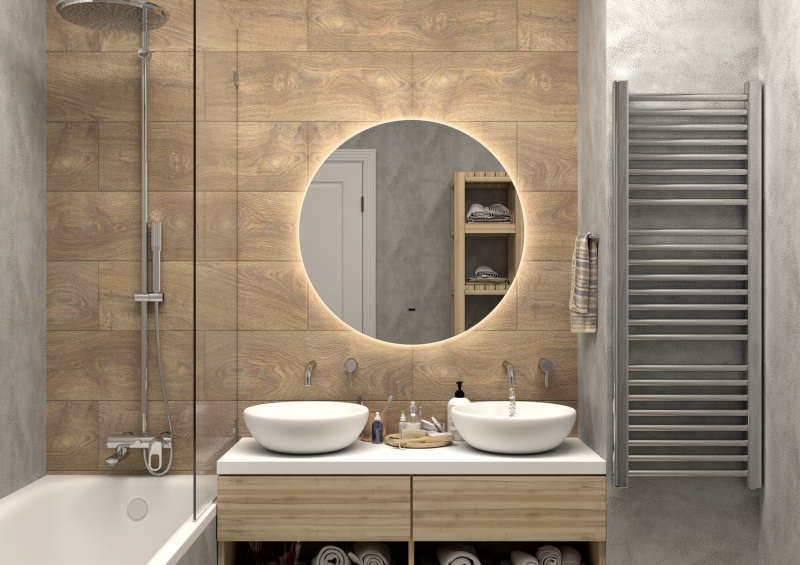 Зеркало "Ajour" D 900 с бесконтактным сенсором и теплой подсветкой