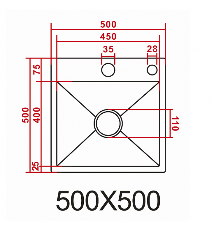 Мойка кухонная AZARIO NICOLE (500*500*220) нержавеющая сталь черная (сифон, диспенсер,коландер)