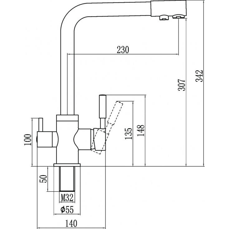 Смеситель для кухонной мойки под фильтр Savol S-L1801Q