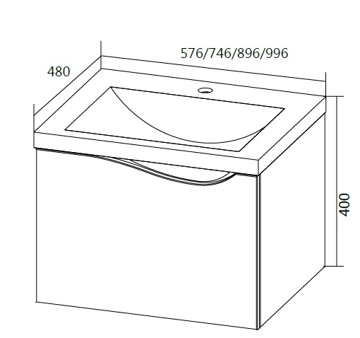 Тумба под раковину 1Marka Этюд 58П подвесная белая