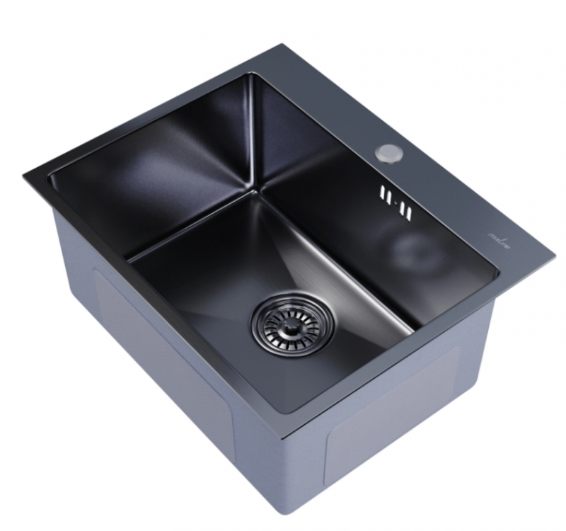 Мойка 53х43 (3,0) вып 3 1/2 MIXLINE PRO 22 см с сифоном (черный графит)