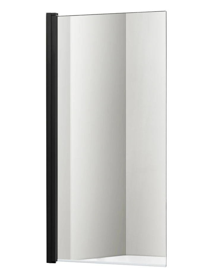 Шторка на ванну, AQ DEL SBA 08015BL одноэлементная, поворотная 800X1500 проф черн, стекло прозр