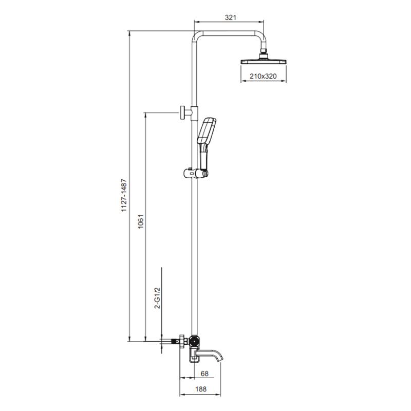 Душевой гарнитур люкс NEW (золотой сатин) *3 G2418-23