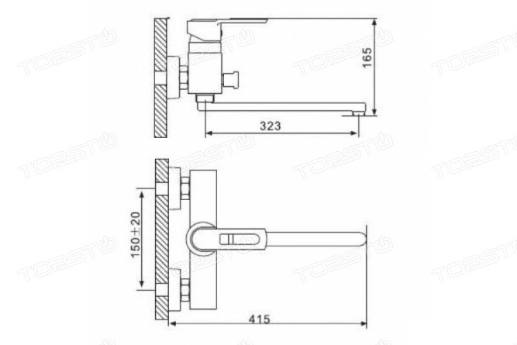 Смеситель д/ванны G2201, дивектор в корпусе с изливом 35F (40мм)*8