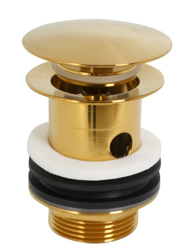 Донный клапан ECO-SAT-BORO с системой "Клик-клак" с переливом, брашированное золото