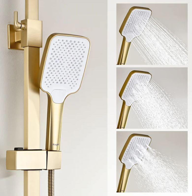 Душевая система для ванны, сатин золотой R01.24.03 Raglo