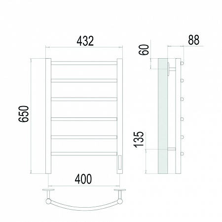 Полотенцесушитель Классик П6 400х650 Электро (quick touch) TERMINUS Сатин
