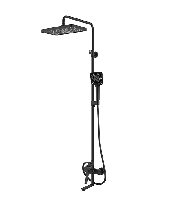 Душевая система с тропическим душем и изливом, матовый черный, Parker, IDDIS, PARBL3Fi06