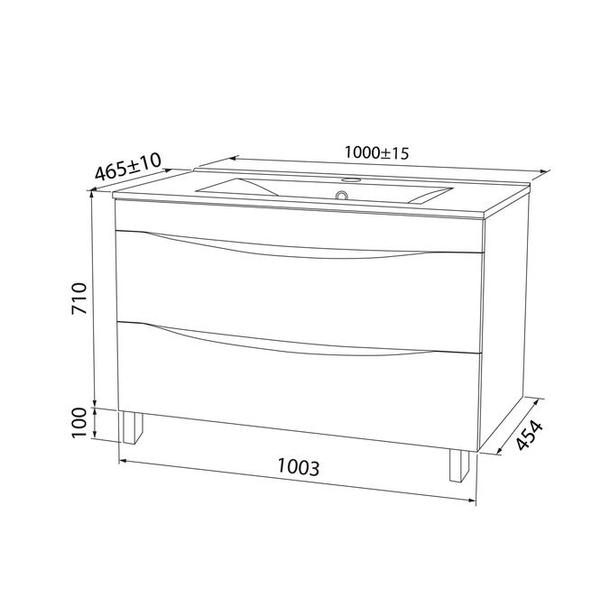 Тумба с умывальником, напольная, 100 см, белая, Cloud, IDDIS, CLO10WFi95K