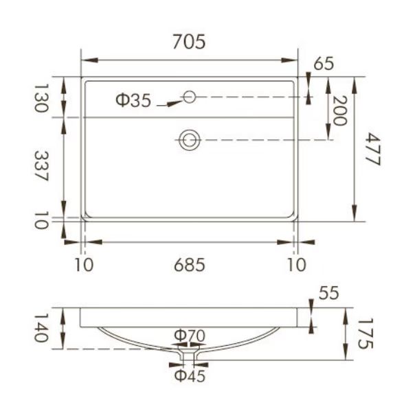 Раковина AliAs Alpine 70