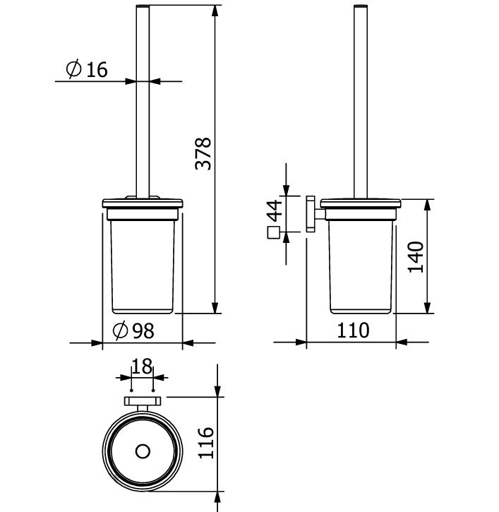 Ершик с держателем KLUDI VELA S 25974N0 (брашированное золото)
