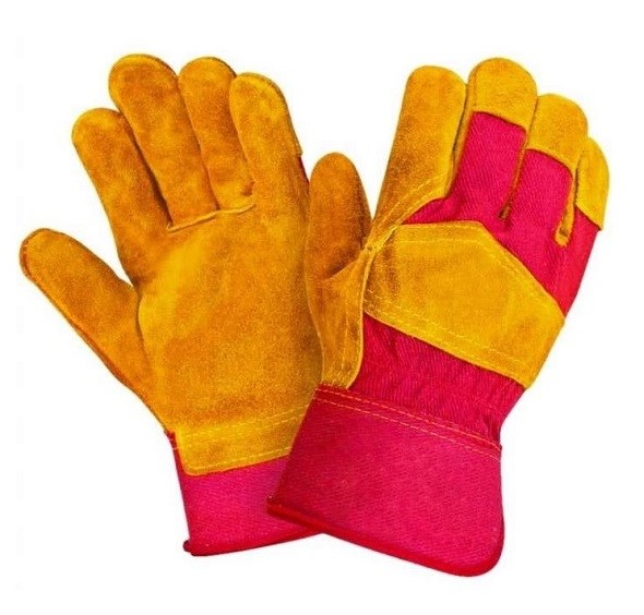 Перчатки комбинированные спилковые желтый/красный