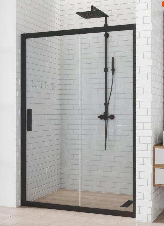 Душевая дверь в нишу Kubele DE019D2-CLN-BLMT 125 см, профиль матовый черный