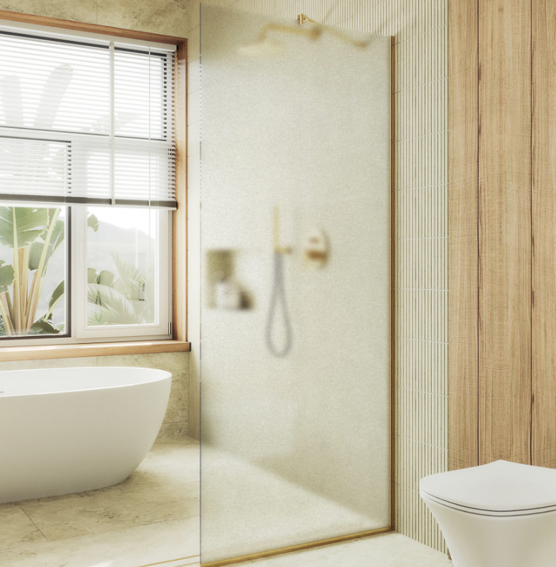 Душевая перегородка Maybahglass MGD-680-3у 109 см, профиль золото, стекло сатин