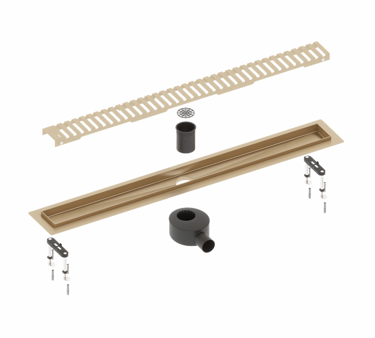 Душевой лоток TIMO Drain System 800 с вставкой "lines", Золото матовое DS230108/17