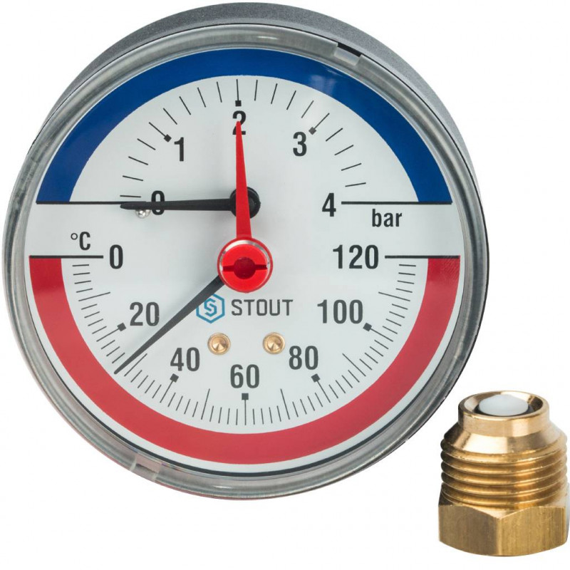 Термоманометр Dy 80 аксиальный(задний) 1/2, 6 бар 0-120(FR 818)