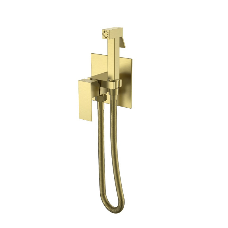 Смеситель с гигиеническим душем Qubic Matt Gold 477-MG, Boheme