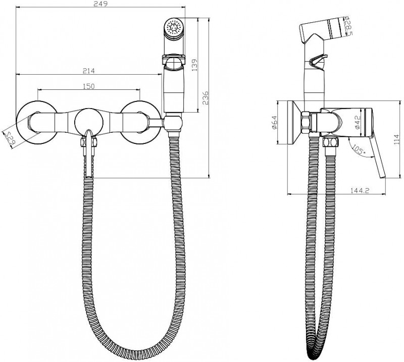 Смеситель Lemark Minima LM3818C с гигиеническим душем