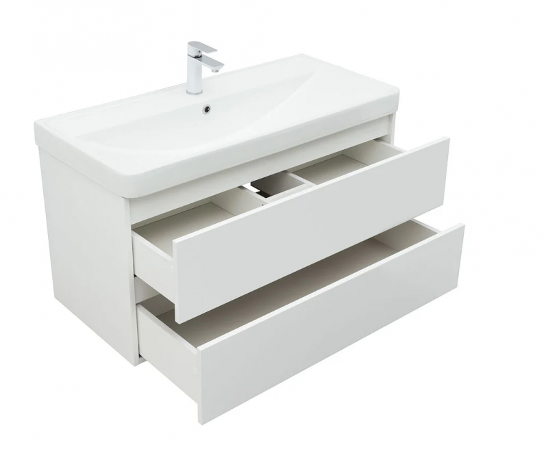 Тумба Aquanet Вега 100 2 ящ. цв.белый глянец (316655)