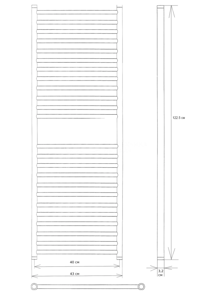 Полотенцесушитель водяной EWRIKA Медея S 120х40, черный матовый