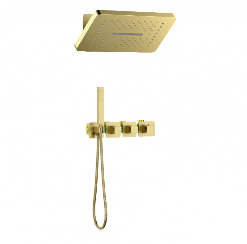 Душ. система SX-5249/17SM TIMO Petruma brushed gold (встроенная с термостатом)