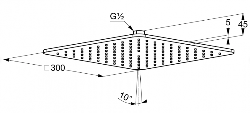 Верхний душ KLUDI A-QA 6453005-00 (хром, латунь, квадратный)