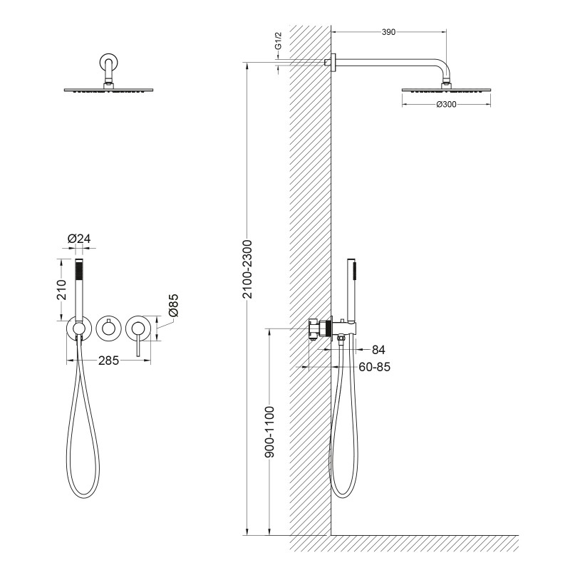 Душевая система встроенная Saona SX-2349/00SM Хром