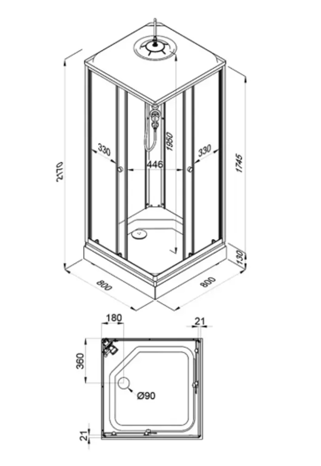 ДК Вельвет-К 80*80 А (6 мест+сифон D90)
