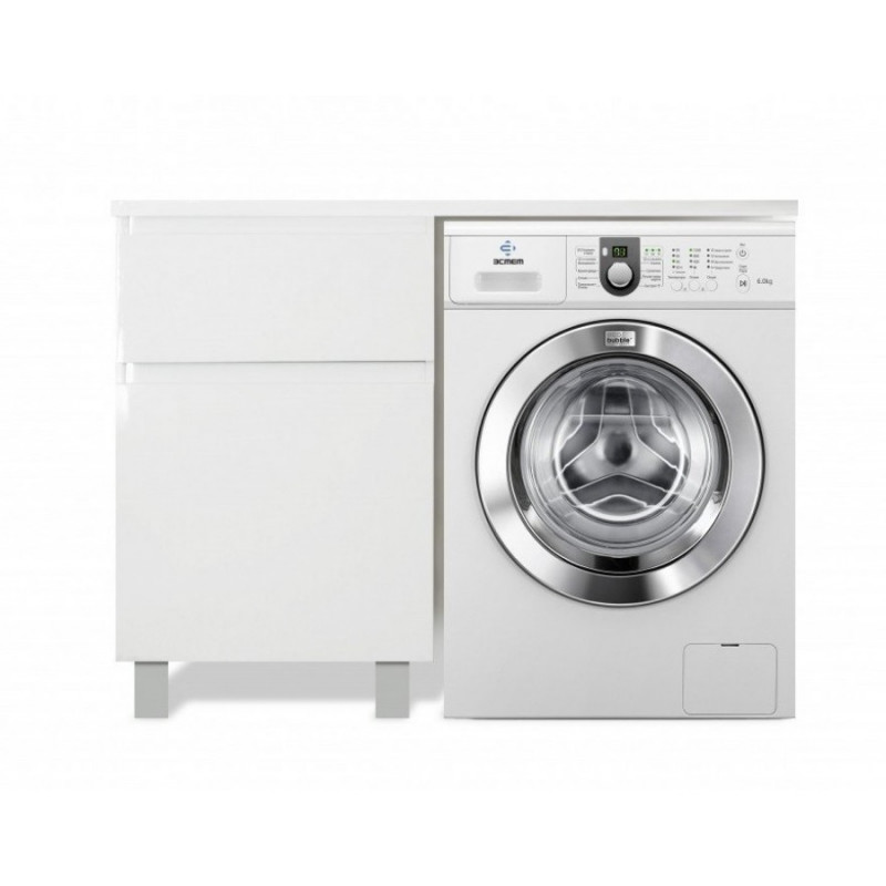 Тумба с раковиной Эстет Dallas Luxe 140 напольная белая под стиральную машину