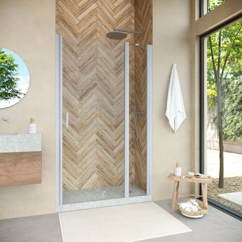 Дверь в душевой проём EP-F-1 NOVO h2000 135 07 01 правая профиль матовый хром стекло прозрачное