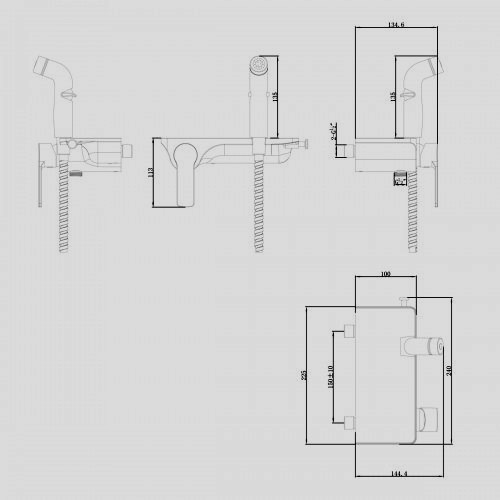 Смеситель Lemark Solo LM7168CW с гигиеническим душем, настенный