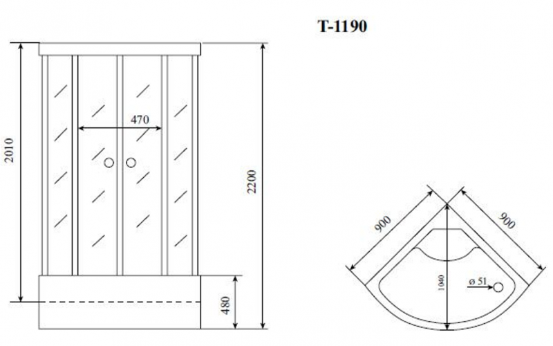 Душевая кабина Timo Standart Т-6690 Silver Fabric